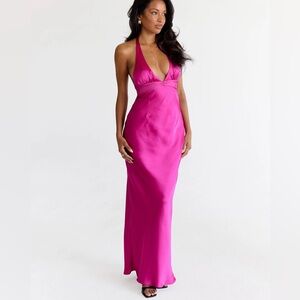 Princess Polly Odyssa Halter Maxi Dress Magenta